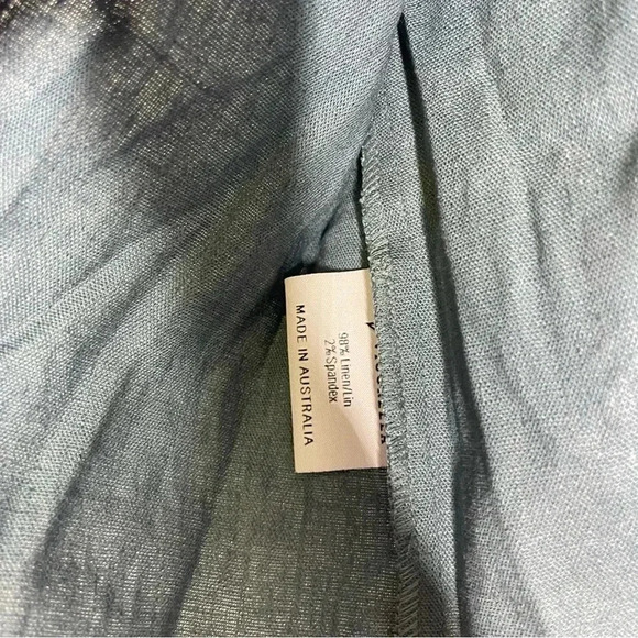 Vigorella Australia Linen Teal Short Sleeve Blouse Size Small - Picture 2 of 5